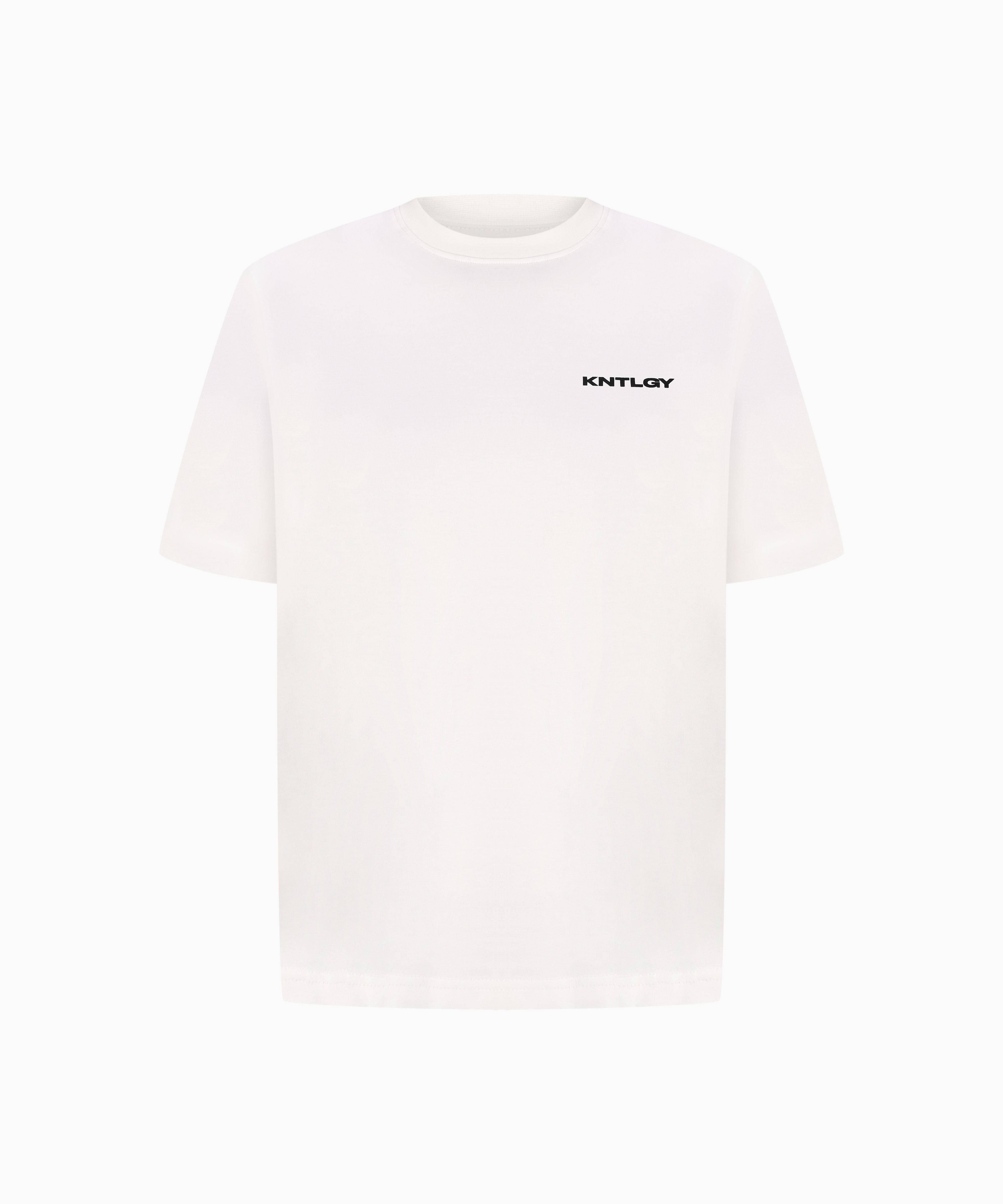KNTLGY Core Logo T-Shirt – white 100% cotton short-sleeve with black chest logo