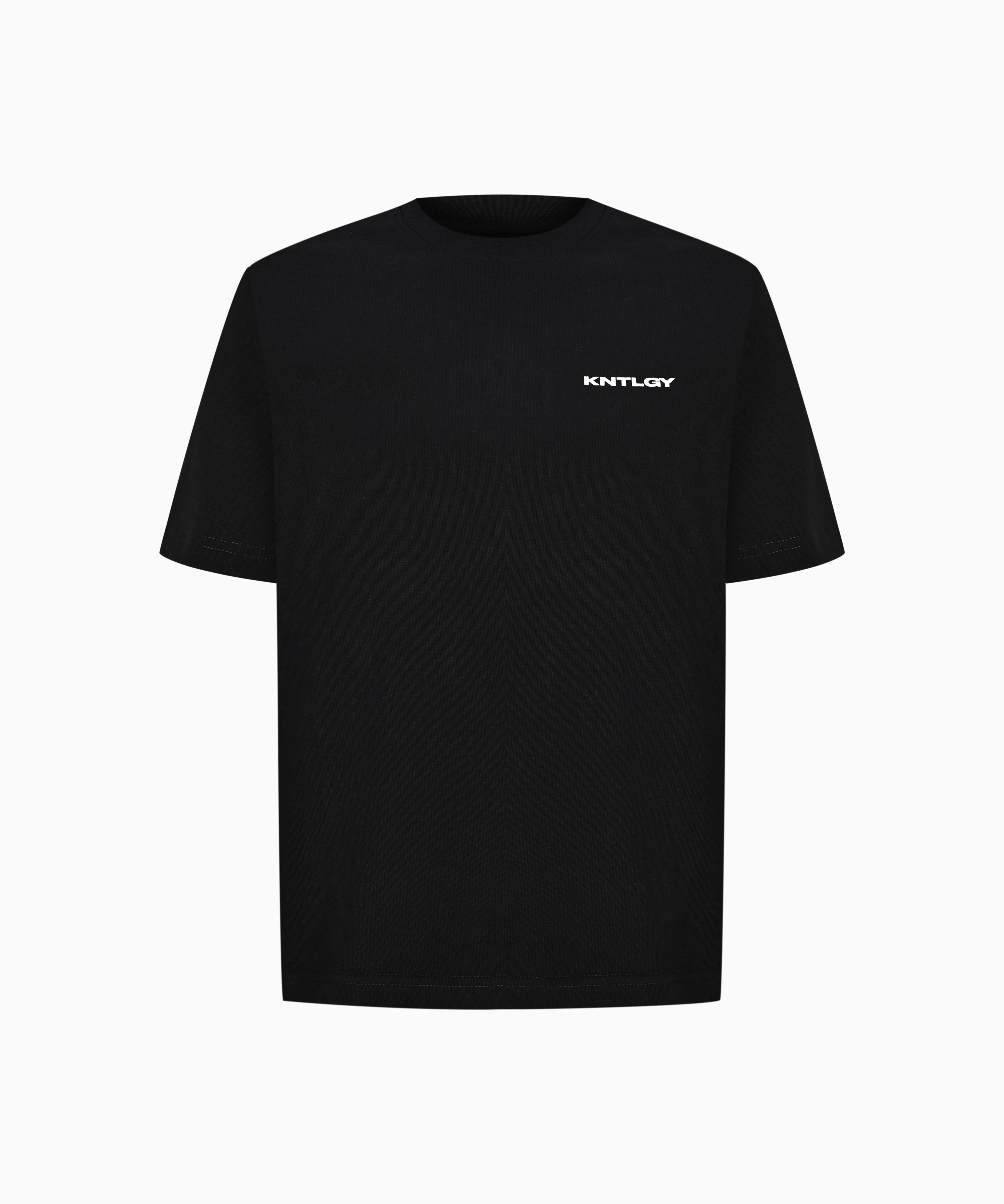 KNTLGY Core Logo T-Shirt – black 100% cotton short-sleeve with white chest logo