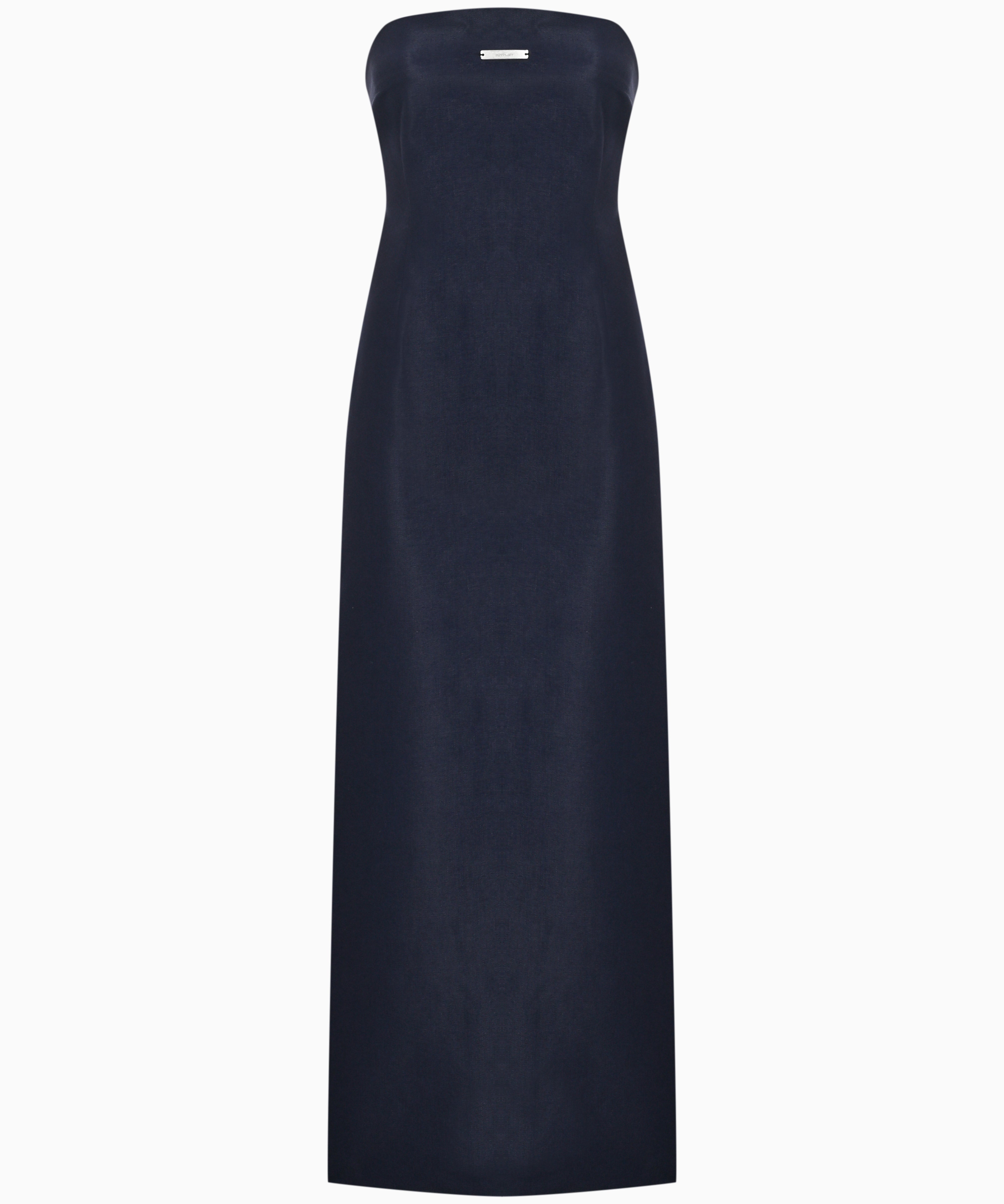 KNTLGY strapless 100% cotton denim maxi dress – structured silhouette