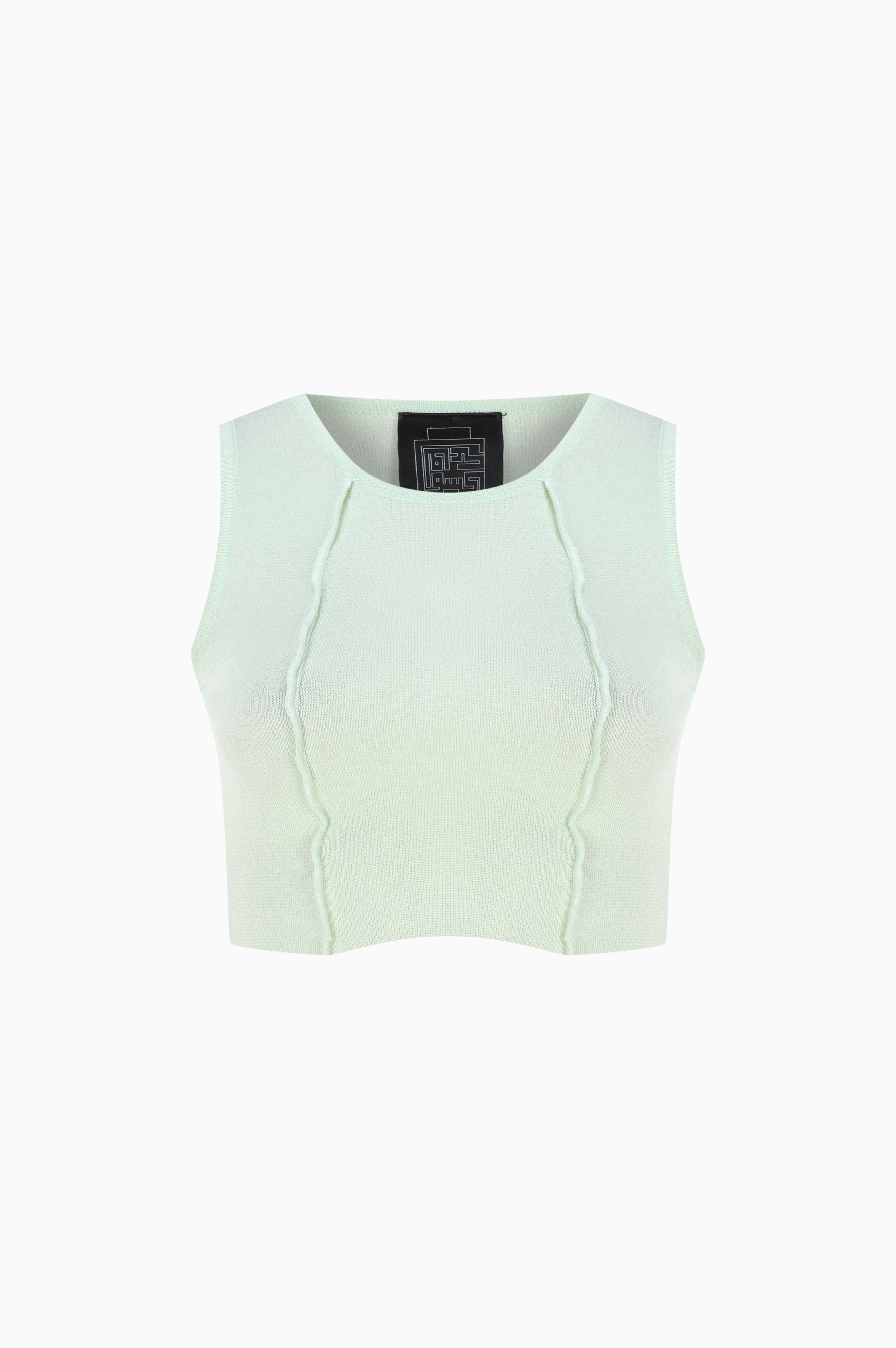 KNTLGY Mint Knitted Crop Top