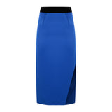 KNTLGY Opulent Blue Swirl Sateen Skirt