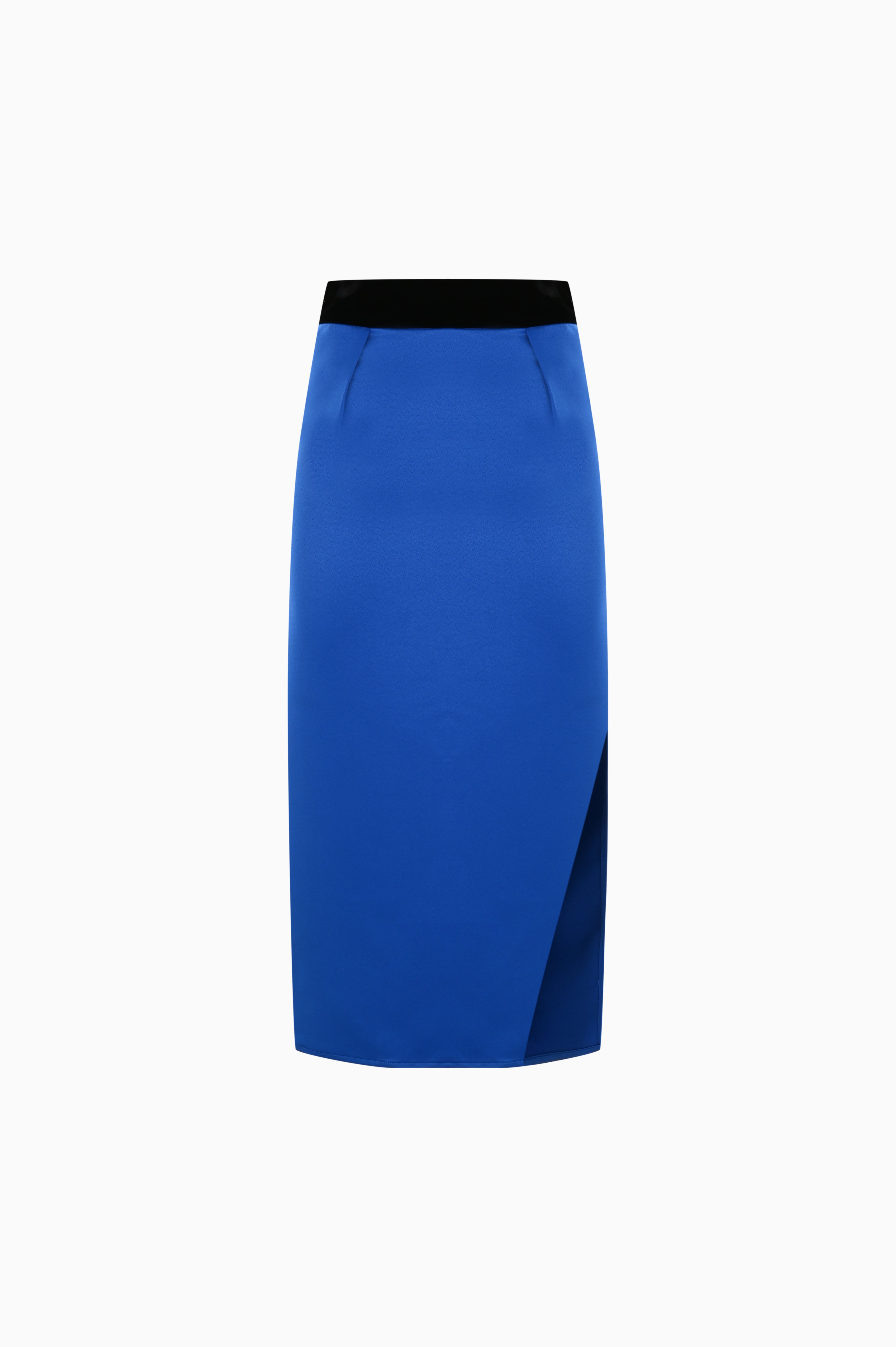 KNTLGY Opulent Blue Swirl Sateen Skirt
