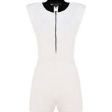 KNTLGY White Ribbed Mini Knitted Jumpsuit