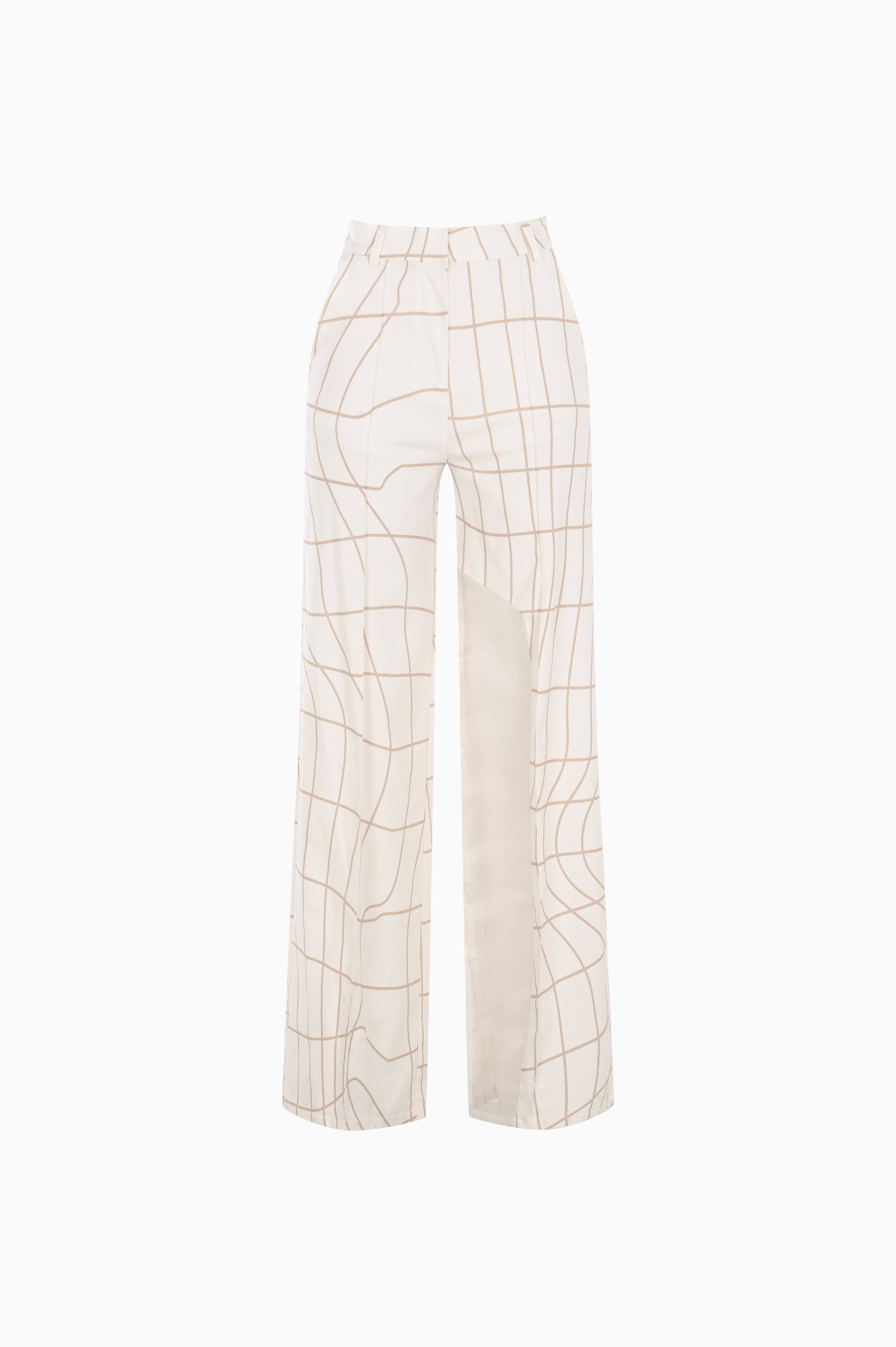 KNTLGY White Diagonal Printed Pants
