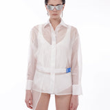KNTLGY Oversize White Organze Shirt