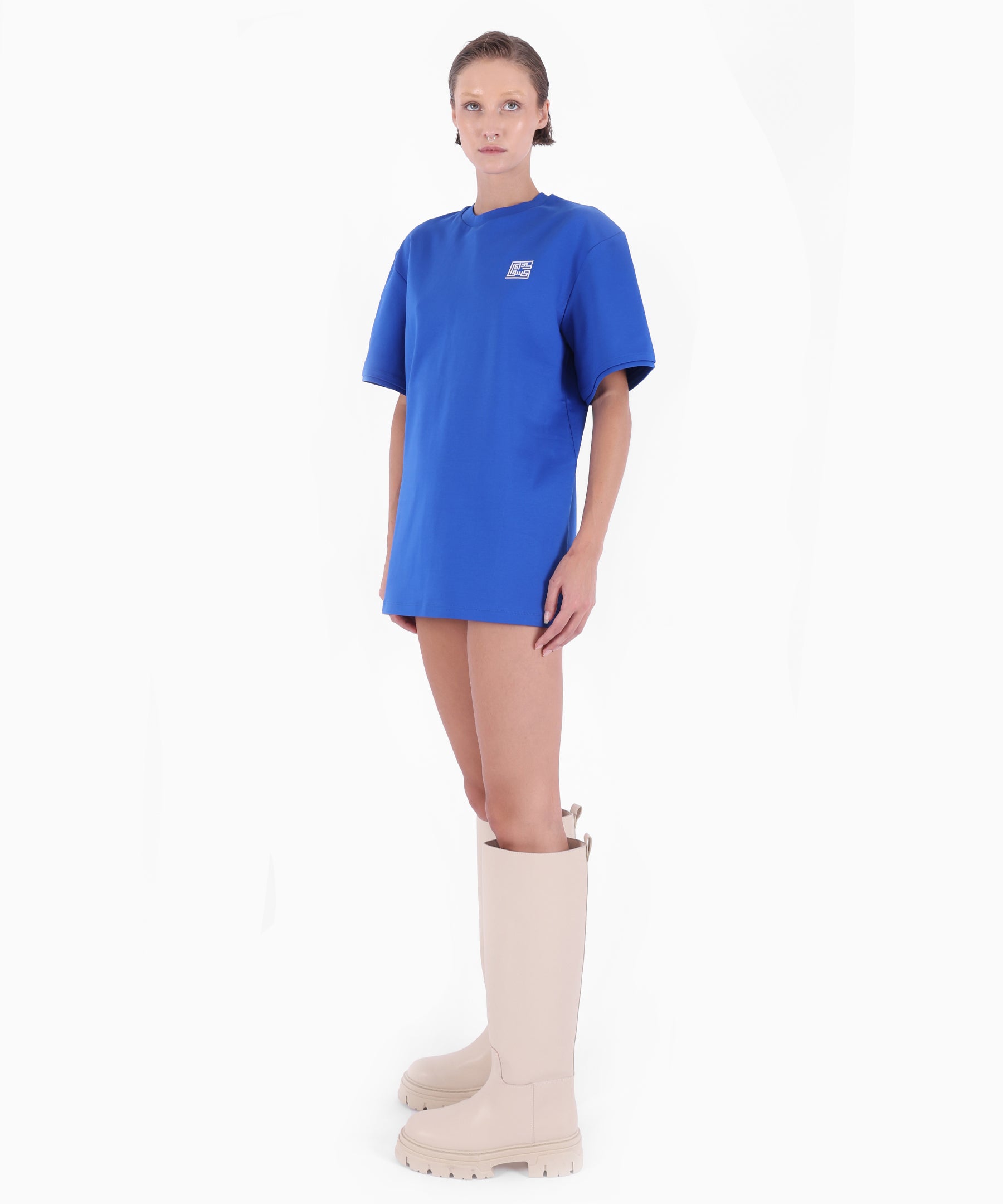 Yuvarlak Yaka, KNTLGY Logo İşlemeli Oversize Basic Tişört