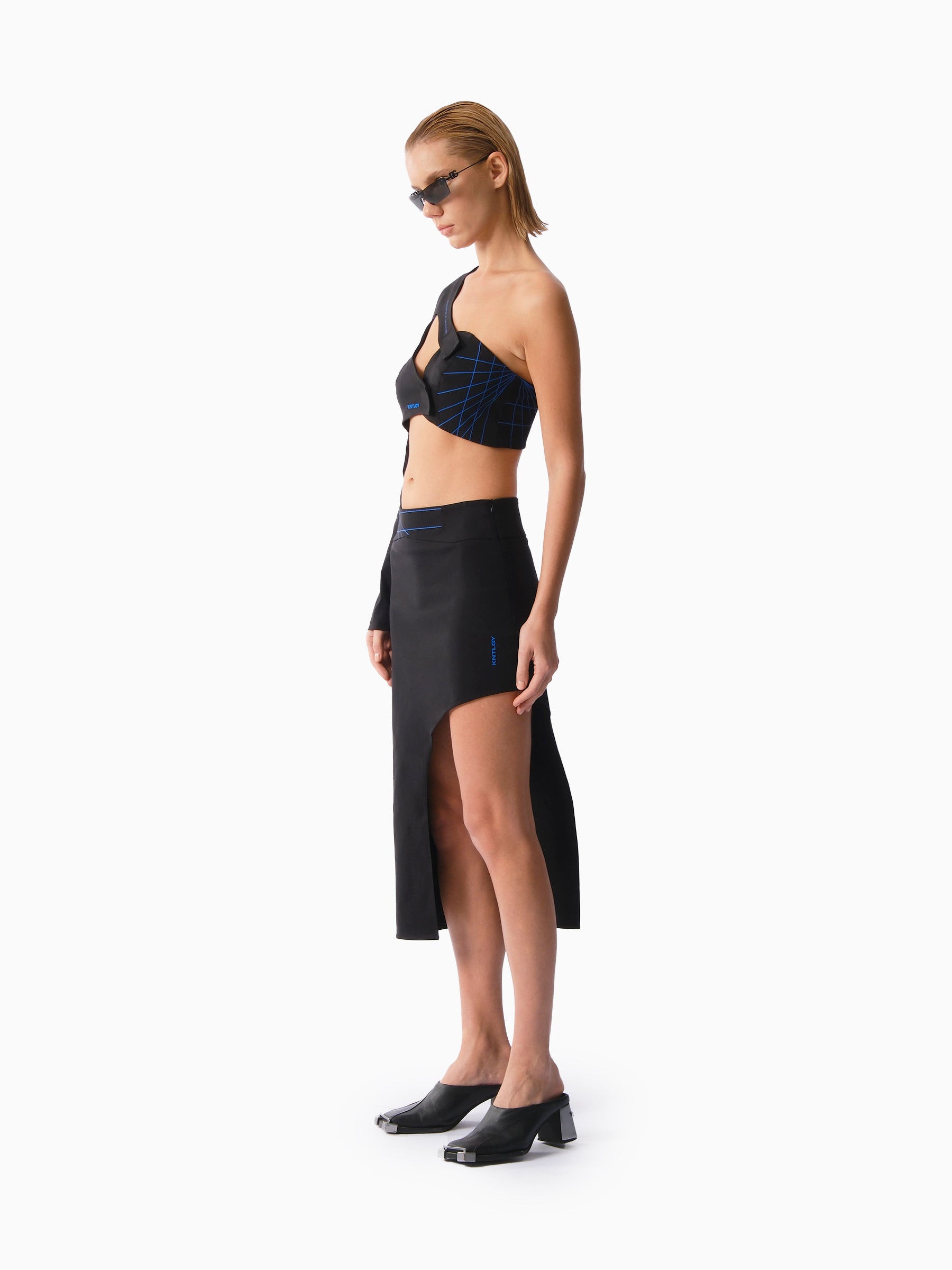 KNTLGY Heroine Asymmetric Midi Skirt