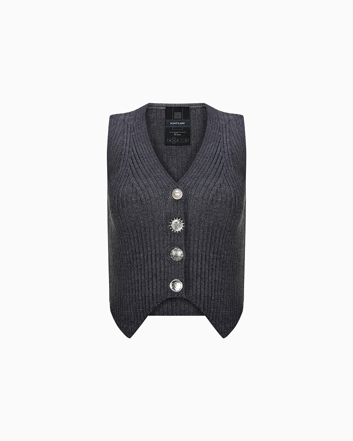 KNTLGY Multi Button Ribbed Vest