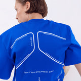 Knitology Mavi Sırtı Baskılı Oversize T-shirt